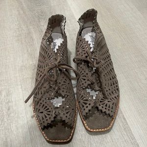 Brand new Jeffrey Campbell lace up wedge sandals